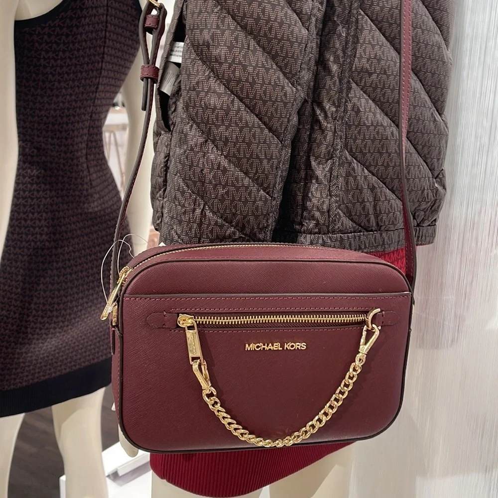 Michael Kors Jet Set Item Large East West Zip Chain Crossbody Bordeaux